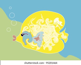 Yellow fish in blue ocean