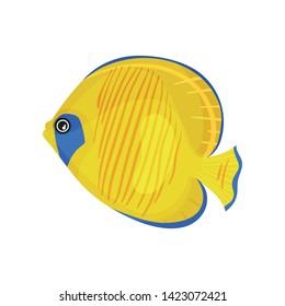 Yellow fish with blue spots. Vector illustration on white background.