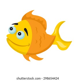 yellow fish cartoon illustration for children