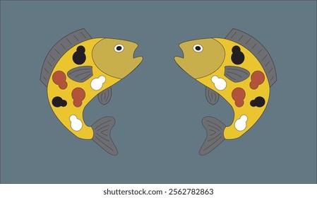 yellow fish cartoon image. vector illustration.