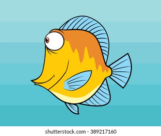 Yellow fish in cartoon style