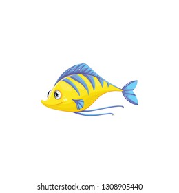 yellow fish cartoon vector on white background