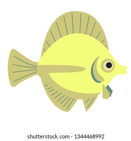 Yellow fish flat illustration on white