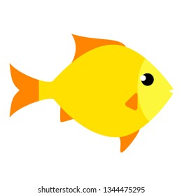 Yellow fish flat illustration on white