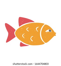 Icono de pez amarillo maduro aislado en fondo transparente. Diseño original del pictograma colorido. Se puede utilizar para infografía, identidad o decoración. Ilustración dibujada a mano por el vector
