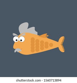 Yellow fish, illustration, vector on white background.