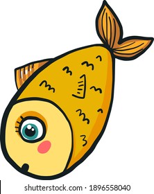 Yellow fish ,illustration, vector on white background