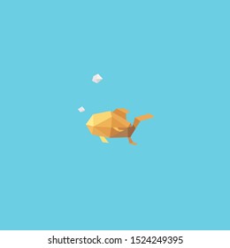 Yellow fish lowpoly in the sea