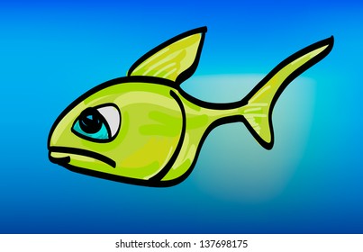 yellow fish on a blue background