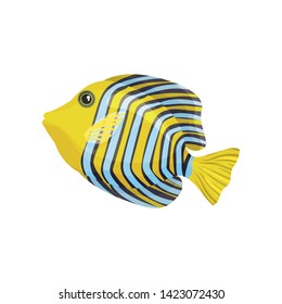 Yellow fish with stripes. Vector illustration on white background.