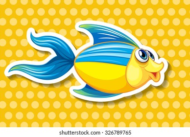 Yellow fish swimming on yellow background illustration