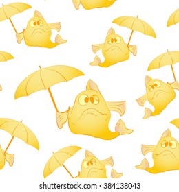 Yellow fish with umbrella