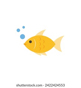 Ilustración vectorial de peces amarillos, icono plano de peces lindo