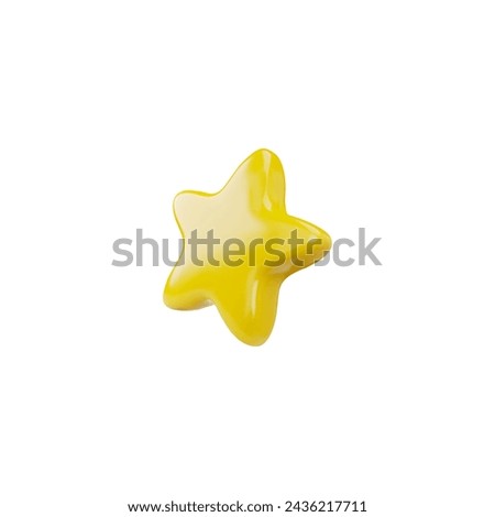 Yellow five pointed star realistic volume vector 3d design. Golden rating star icon achievement for game, ui app interface. Glossy badge of positive feedback or good review, best quality award