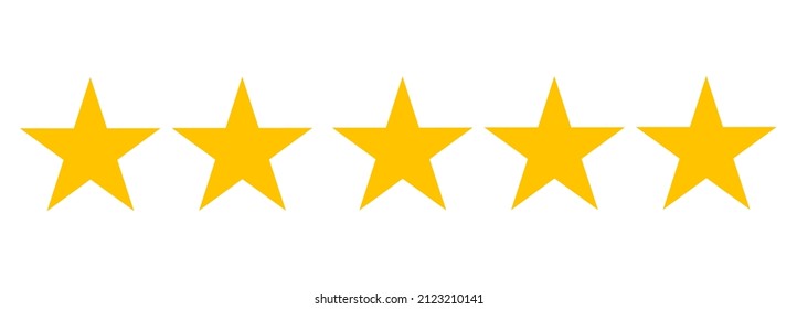 yellow five stars flat icon