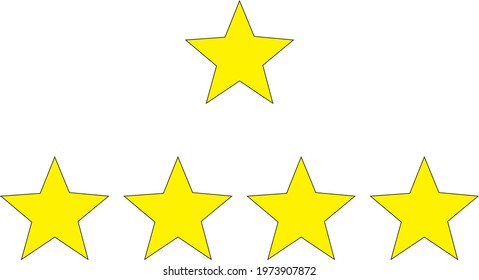 Yellow Five Stars isolate on white background