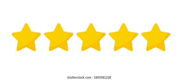 Yellow five stars quality rating icons. Vector illustration.