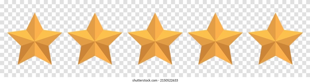 Yellow five stars quality rating icons. 5 stars icon. Five star sign. Rating symbol. Vector illustration