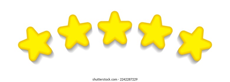 Yellow Five Stars Rating Review Vector Graphic Illustration