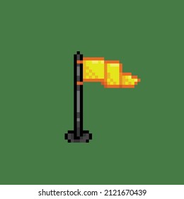 yellow flag with pole in pixel art style