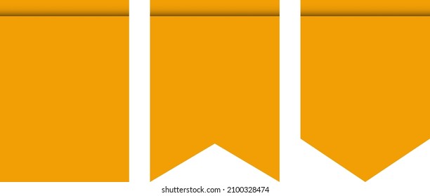 Yellow flags for decoration or pennant isolated on white background. Pennant flag icon.