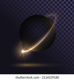 Yellow flame orbit or ring of fire around a circular frame (black round empty template)