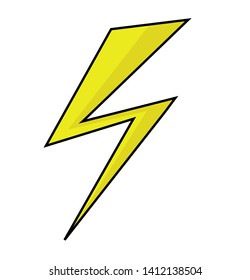 Yellow flash battery charging symbol. Thunder bolt icon.