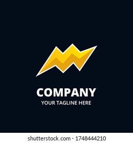 Yellow flash thunder bold logo template