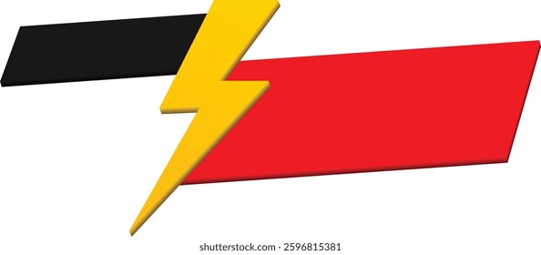 Yellow Flash Thunder Power with Black Red Parallelogram for Business Promotion