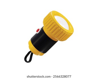 Yellow flashlight icon 3d render concept of camping adventure icon vector illustration