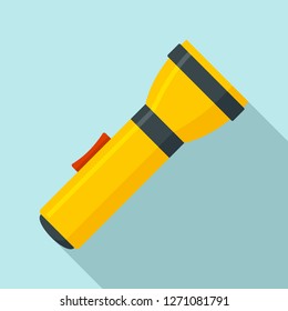 Yellow flashlight icon. Flat illustration of yellow flashlight vector icon for web design