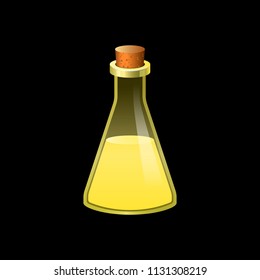 Yellow flask icon. Cartoon of yellow flask vector icon for web design isolated on white background