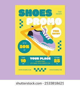 Yellow Flat Design Shoes Promo Social Media Flyer