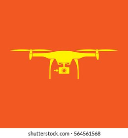 Yellow flat drone vector design with orange background