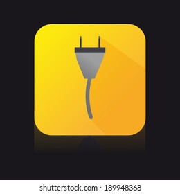 Yellow Flat Icon of Electric Cable