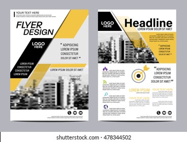 Yellow Flat modern Brochure Layout design template. Annual Report Flyer Leaflet cover Presentation Modern background. illustration vector in A4 size