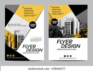 Yellow Flat modern Brochure Layout design template. Annual Report Flyer Leaflet cover Presentation Modern background. illustration vector in A4 size