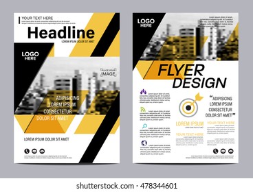 Yellow Flat modern Brochure Layout design template. Annual Report Flyer Leaflet cover Presentation Modern background. illustration vector in A4 size