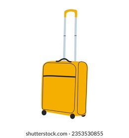 Yellow flat style suitcase. Beautiful suitcase. Travel accessory. Luggage. White isolated background. Vector illustration.
