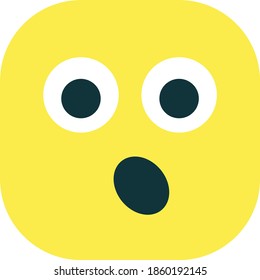 Yellow Flat Style Surprised Face Expression Illustration