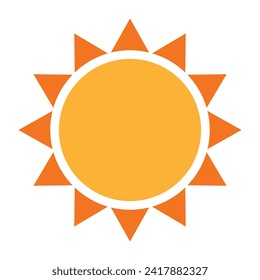 Yellow flat sun with rays icon.