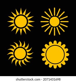 Yellow flat suns sunshine vector