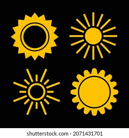 Gelbe flache Sonnen-Sonnenschein-Vektorgrafik