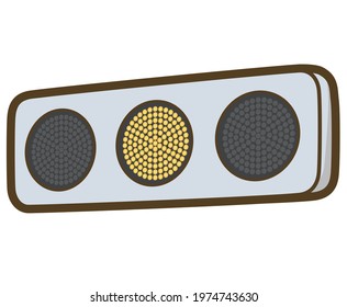 Yellow flat traffic light. Public property. Vector illustration.