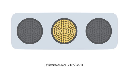 Yellow flat traffic light. Public property. Vector illustration.