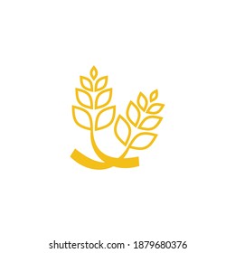 yellow flat two-grain wheat logo
