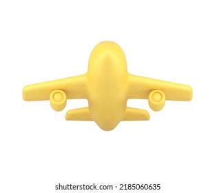 Yellow flight up airplane departure from airport air travel vacation journey transportation realistic 3d icon vector illustration. Flying jet aircraft speed winged passenger vehicle aviation charter