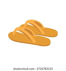 Ilustración de chanclas amarillas que representan calzado casual, vacaciones en la playa, viajes en Clima cálido y conceptos de estilo de vida de temporada relajado.