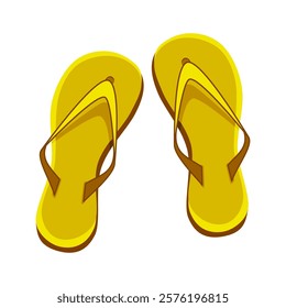 Yellow flip flops isolated on a white background. Vector illustration.