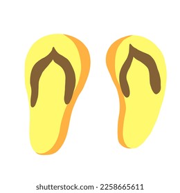 Yellow Flip-flops. Beach shoes. Vector illustration in cartoon flat style isolated on white background.